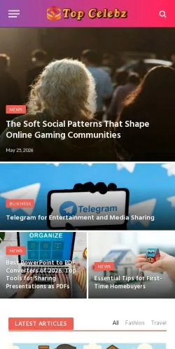 Podgląd witryny Top Celebrities, medium z kraju Stany Zjednoczone do artykułów sponsorowanych