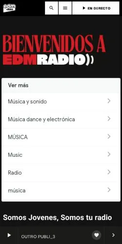 Podgląd witryny EDM Radio, medium z kraju Hiszpania do artykułów sponsorowanych