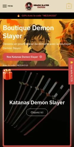 스폰서 기사용 프랑스 매체 Boutique Demon Slayer 사이트 미리보기