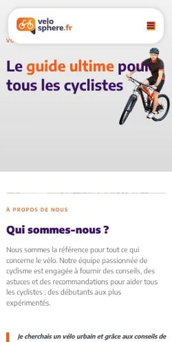 스폰서 기사용 프랑스 매체 Vélosphère 사이트 미리보기