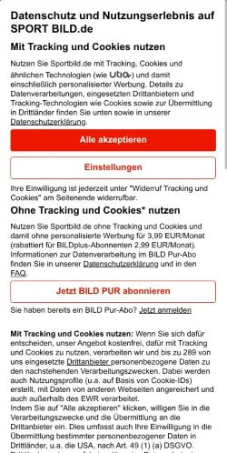 Anteprima del sito SPORT BILD, media di Germania per articoli sponsorizzati