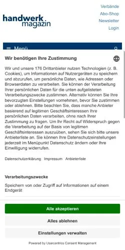 Anteprima del sito Handwerk Magazin, media di Germania per articoli sponsorizzati