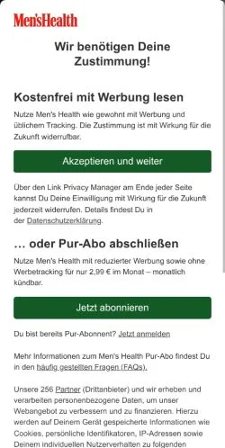 Anteprima del sito MEN'S HEALTH, media di Germania per articoli sponsorizzati