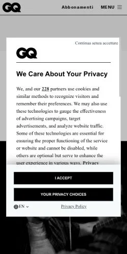 Podgląd witryny GQ Italia, medium z kraju Włochy do artykułów sponsorowanych