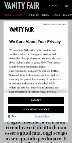 Anteprima del sito Vanity Fair Italia, media di Italia per articoli sponsorizzati