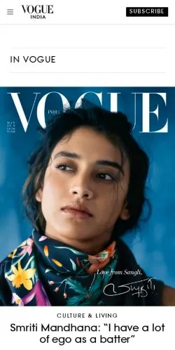 Anteprima del sito Vogue India, media di India per articoli sponsorizzati