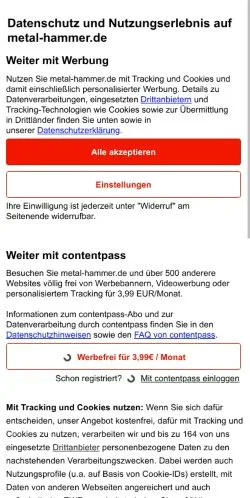 Anteprima del sito Metal Hammer, media di Germania per articoli sponsorizzati