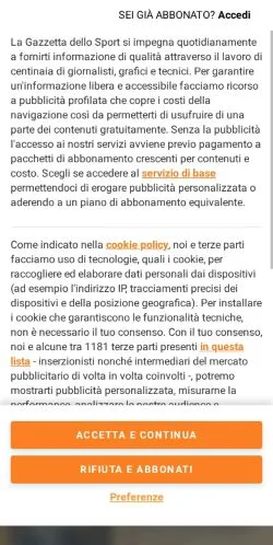 スポンサード記事向けのイタリアメディア、La Gazzetta dello Sportのサイトプレビュー