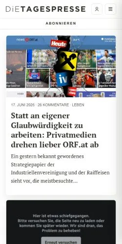 Anteprima del sito Die Tagespresse, media di Germania per articoli sponsorizzati