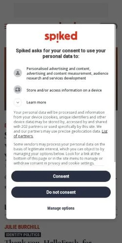 Anteprima del sito Spiked, media di Regno Unito per articoli sponsorizzati