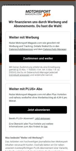 Anteprima del sito Motorsport Magazin, media di Germania per articoli sponsorizzati