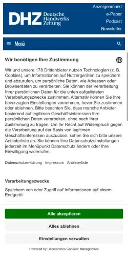 스폰서 기사용 독일 매체 Deutsche Handwerks Zeitung 사이트 미리보기