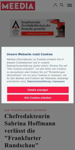 Vorschau der Website Meedia, Medium aus Deutschland für gesponserte Artikel