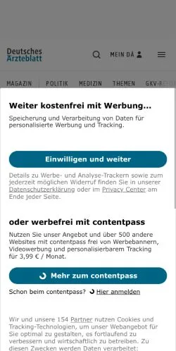 Anteprima del sito Deutsches Ärzteblatt, media di Germania per articoli sponsorizzati