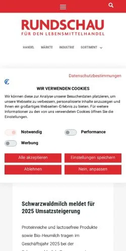 スポンサード記事向けのドイツメディア、Rundschau Für Den Lebensmittelhandelのサイトプレビュー