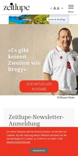 Vista previa del sitio Zeitlupe, medio de Suiza para artículos patrocinados