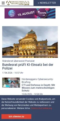스폰서 기사용 독일 매체 Swiss Cybersecurity 사이트 미리보기