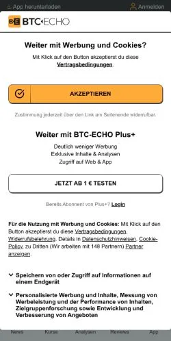 Forhåndsvisning av nettstedet BTC-ECHO, medium fra Tyskland for sponsede artikler