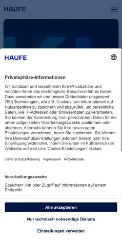 Vista previa del sitio Haufe, medio de Alemania para artículos patrocinados