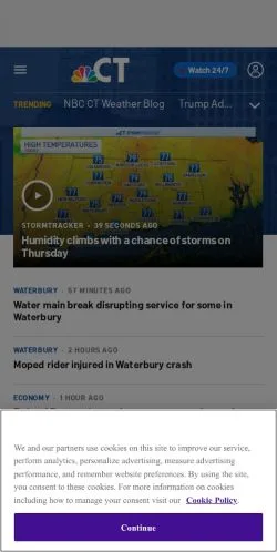 スポンサード記事向けのアメリカ合衆国メディア、NBC Connecticutのサイトプレビュー