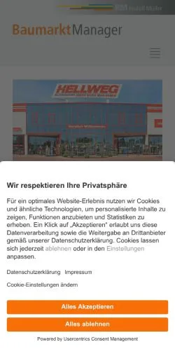 Förhandsvisning av webbplatsen baumarktmanager.de, medium i Tyskland för sponsrade artiklar