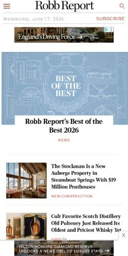 Forhåndsvisning af Robb Report, medie fra USA til sponsorerede artikler