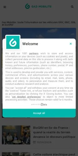 스폰서 기사용 프랑스 매체 Gaz-Mobilité 사이트 미리보기