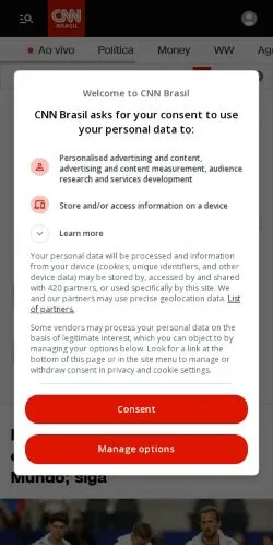 Podgląd witryny CNN Brasil, medium z kraju Brazylia do artykułów sponsorowanych