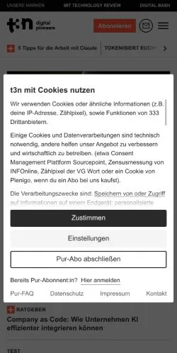 スポンサード記事向けのドイツメディア、t3nのサイトプレビュー