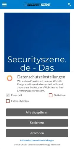 Förhandsvisning av webbplatsen Securityszene, medium i Tyskland för sponsrade artiklar