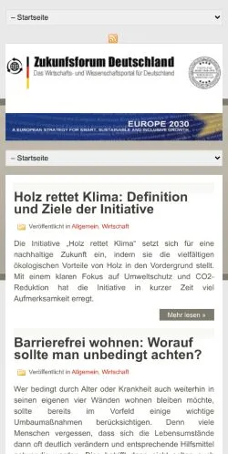 Pré-visualização do site Zukunftsforum Deutschland, meio de Alemanha para artigos patrocinados