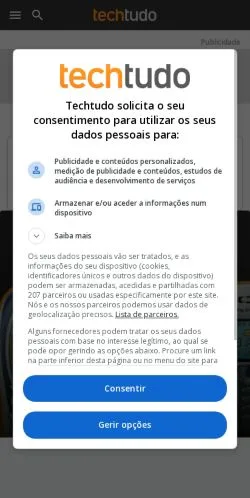 Preview of the TechTudo website, a media outlet in Brazil for sponsored articles