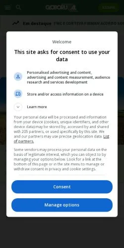 Anteprima del sito Globo Rural, media di Brasile per articoli sponsorizzati