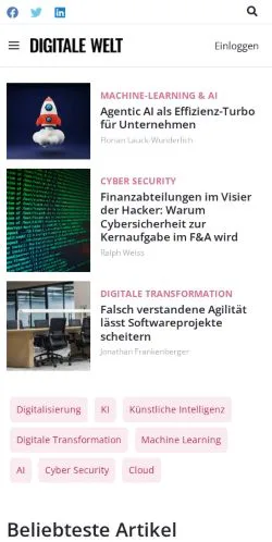 Anteprima del sito DIGITALE WELT Magazin, media di Germania per articoli sponsorizzati