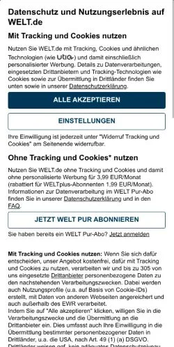 Podgląd witryny Unternehmen WELT, medium z kraju Niemcy do artykułów sponsorowanych