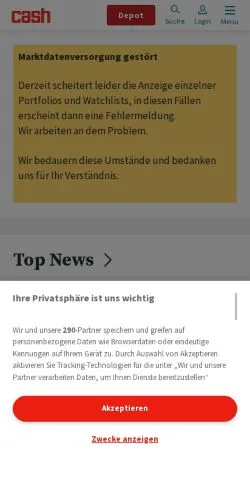 スポンサード記事向けのスイスメディア、Cashのサイトプレビュー