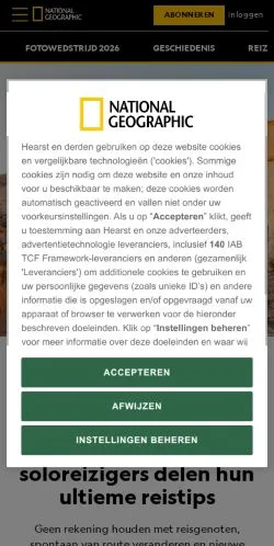 Anteprima del sito National Geographic, media di Paesi Bassi per articoli sponsorizzati