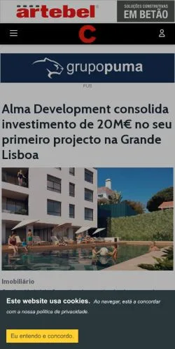 Pré-visualização do site Construir, meio de Portugal para artigos patrocinados