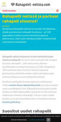 Podgląd witryny Rahapelit Netissä, medium z kraju Finlandia do artykułów sponsorowanych