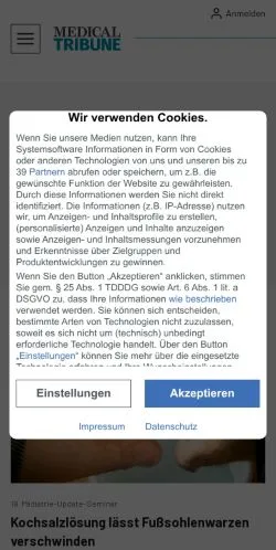 Anteprima del sito Medical Tribune, media di Germania per articoli sponsorizzati