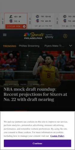 Anteprima del sito NBC Sports Philadelphia, media di Stati Uniti per articoli sponsorizzati
