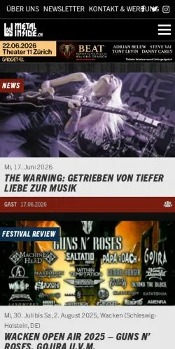Vorschau der Website Metalinside, Medium aus Schweiz für gesponserte Artikel