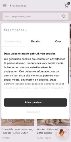 Anteprima del sito Kraamcadeau, media di Paesi Bassi per articoli sponsorizzati
