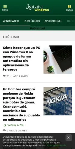 Anteprima del sito Xataka Windows, media di Spagna per articoli sponsorizzati