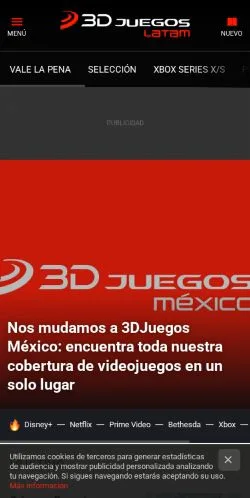 스폰서 기사용 스페인 매체 3DJuegos LATAM 사이트 미리보기