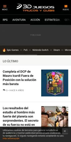 스폰서 기사용 스페인 매체 3DJuegos Guías 사이트 미리보기