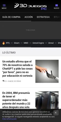 Anteprima del sito 3DJuegos PC, media di Spagna per articoli sponsorizzati