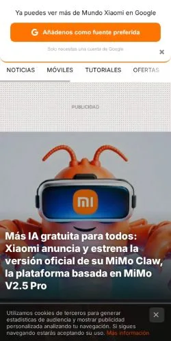 Anteprima del sito Mundo Xiaomi, media di Spagna per articoli sponsorizzati