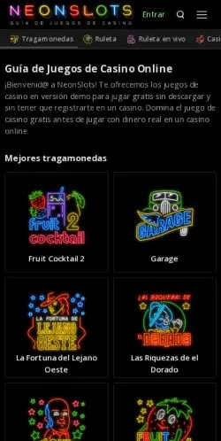 Anteprima del sito NeonSlots, media di Spagna per articoli sponsorizzati