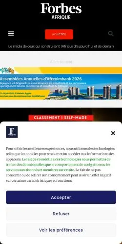Podgląd witryny Forbes Afrique, medium z kraju Francja do artykułów sponsorowanych